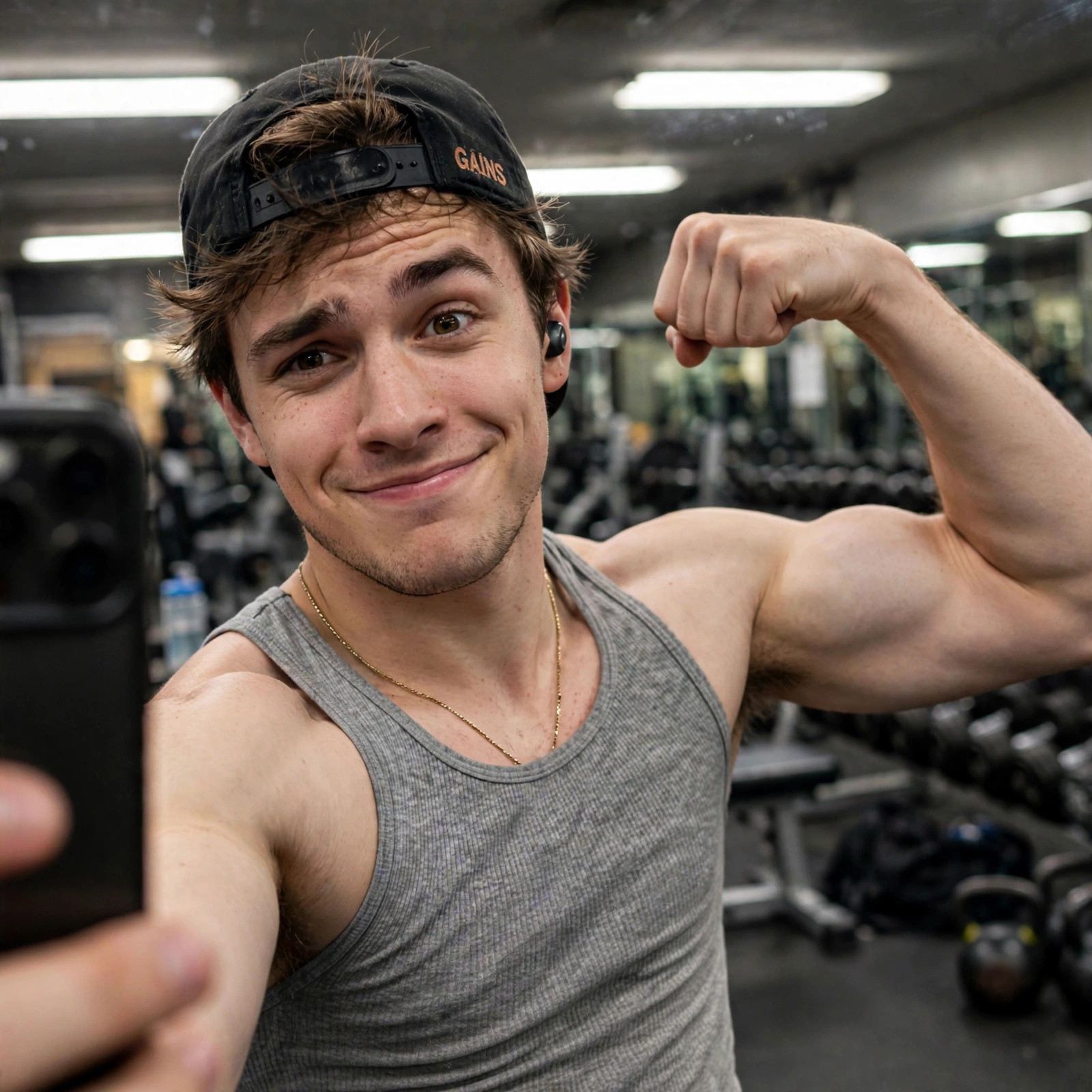 Sample roast subject: gym selfie